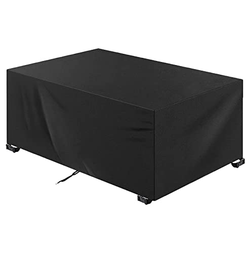 Abdeckhaube für Tisch und Stühle Gartenmöbel Abdeckung Rechteckig 165x125x90cm schwarz Schwarz Rechteckig Gartenmöbel Schwerlast 420D Oxford Schutzhülle Alle Jahreszeit Anwendbar von HOLEILUCK