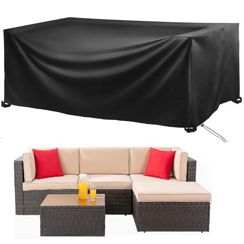 Abdeckung Für Gartenmöbel Wasserdicht 150x75x100cm Schwarz Abdeckplane Für Gartenmöbel-Gartentischabdeckplane-Wasserdicht Winterfest -Winddicht Uv Beständiges Schutzhülle Für Loungemöbel Sitzgruppe von HOLEILUCK