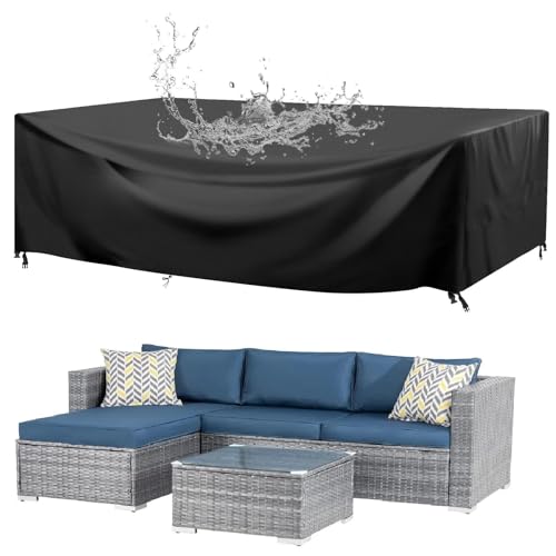 Abdeckung Für Gartenmöbel Wasserdicht 330x210x80cm/LxWxH Loungemöbel Abdeckung Anti-Uv Schwarz 420d Oxford Gewebe /Abdeckplane Wasserdicht/Gartentisch Abdeckung Wasserdicht/Schutzhülle Gartenmöbel von Sudsty