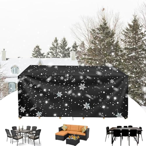 Abdeckung Gartenmöbel Winterfest 400x300x84cm/LxBxH Abdeckung Gartentisch/Abdeckplane Für Gartenmöbel Groß/Abdeckungen Für Gartenmöbel 420D Oxford Schutzhülle Anti-UV für Gartenmöbel, Schwarz von HOLEILUCK