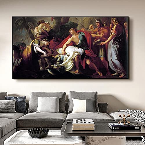 Achilles, der den Tod von Patroklos beklagt, Wandgemälde, Druck auf Leinwand, dekoratives Bild für Wohnzimmerdekoration, 50 x 105 cm/20 x 41 Zoll, mit Rahmen von HOLEILUCK