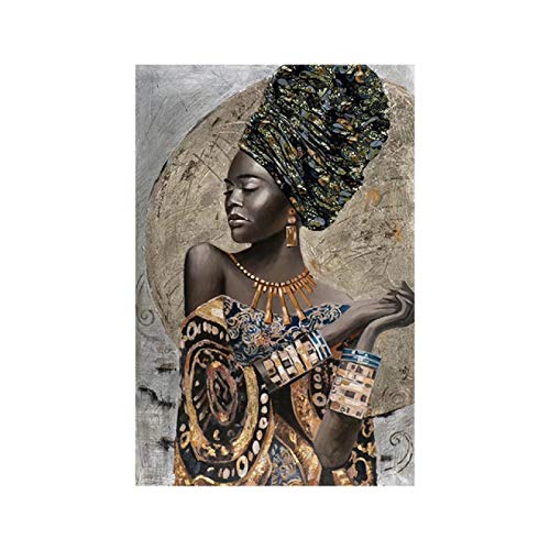 Afrikanisches Mädchen Graffiti Kunst Poster und Drucke Abstrakte Frau Leinwand Malerei Dekoration Kunst Bilder Afrikanische Schwarze Menschen 90x115cm(36x46in) Mit Rahmen von HOLEILUCK
