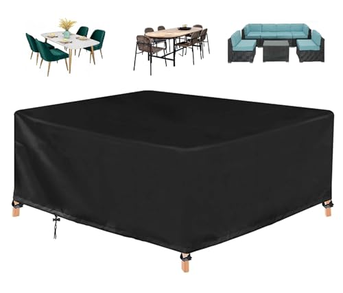 Gartenmöbel Abdeckung- Multi Größe Abdeckplane Für Gartenmöbel 265x210x100cm/LxWxH Abdeckung Gartenmöbel Winterfest UV Winddicht Plane Gartenmöbel Wasserdicht Abdeckhaube Gartenmöbel Schwarz von HOLEILUCK
