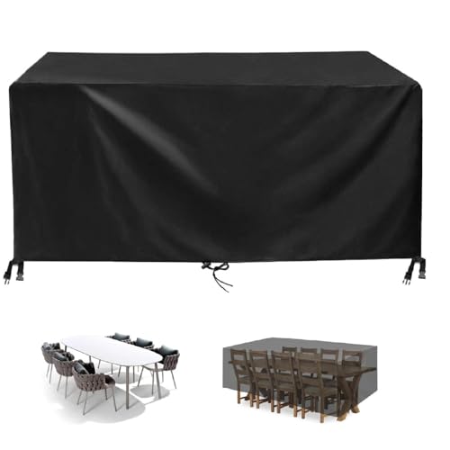 HOLEILUCK Abdeckung für Gartenmöbel-Set, 215 x 215 x 90 cm, Abdeckung für Gartenmöbel, wasserdicht, winddicht, würfelförmig, winddicht, Terrassenmöbel-Set, Abdeckungen für Outdoor-Tischstuhl von HOLEILUCK