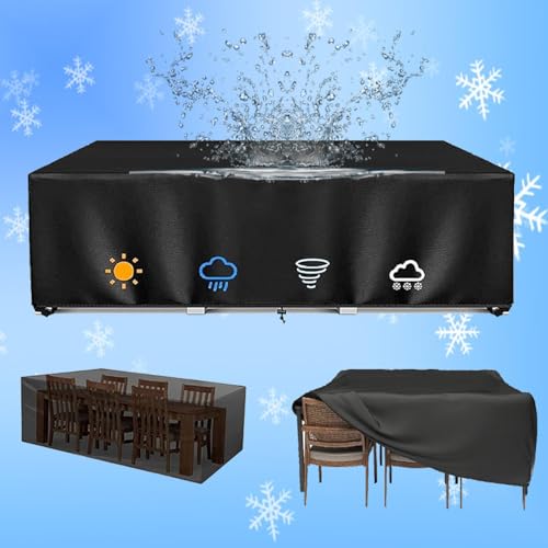 HOLEILUCK Abdeckungen Für Gartenmöbel 225x90x70cm Abdeckung Gartenmöbel Winterfest 420d Oxford Gewebe Abdeckplane Gartenmöbel Anti-UV Für Loungemöbel Möbelsets Sitzgruppe, Rechteckig, Quadratische von HOLEILUCK
