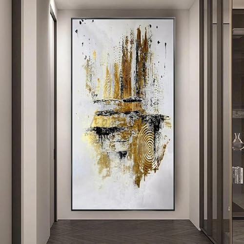 HOLEILUCK Abstrakte Wandkunst Bilder Gold Schwarz Ölgemälde Dekor Wohnzimmer Moderne abstrakte Malerei Extra große Wandleinwand 80 x 180 cm/31 x 71 Zoll Ungerahmt von HOLEILUCK