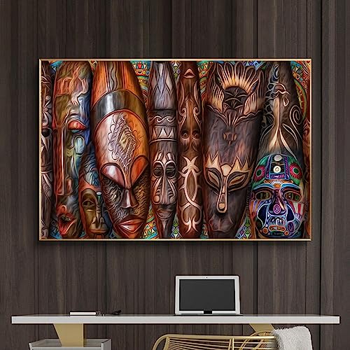 HOLEILUCK Afrikanische traditionelle große abstrakte afrikanische Malerei, Wandkunst, modern, bunt, ohne Rahmen, Drucke, Wohnzimmerdekoration, 80 x 140 cm/31 x 55 Zoll, ungerahmt von HOLEILUCK