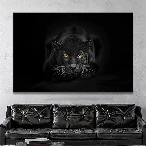 HOLEILUCK Black Panther Wandbilder, cooles Tier-Leinwandgemälde, Leopard-Löwe-Poster, moderne Drucke für Wohnzimmer, Heimdekoration, 35 x 60 Zoll/90 x 153 cm, ungerahmt von HOLEILUCK