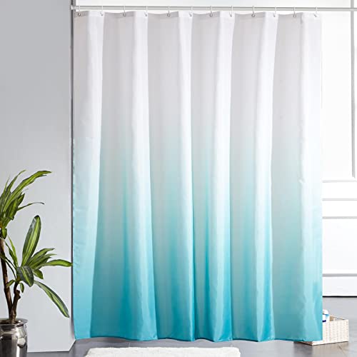 HOLEILUCK Farbverlauf Polyester Extra Lange Duschvorhänge für Badezimmerdekoration Wasserdichter Duschvorhang mit Haken Blau 80x210cm/31x83in(WxL) von HOLEILUCK