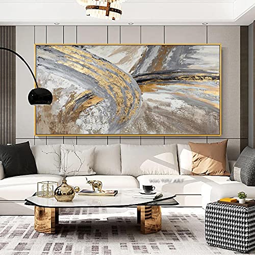 HOLEILUCK Goldene Wandkunst, Bilder, extra große Drucke für Wohnzimmer, goldener Rahmen, Leinwandgemälde, Dekor, Vintage, modern, abstrakt, 100 x 200 cm/39 x 78 Zoll mit goldenem Rahmen von HOLEILUCK