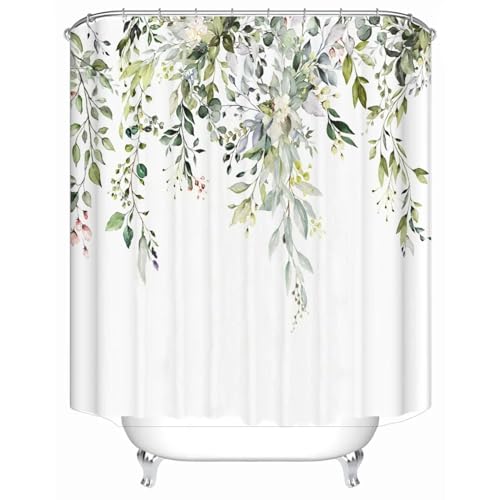 HOLEILUCK Grüner Blatt-Badezimmervorhang, 3D-Gedruckter Polyester-beständiger Stoff-Duschvorhang, Badewannenvorhänge, Duschvorhang, 90 x 240 cm/B x L von HOLEILUCK