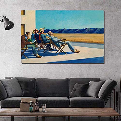 HOLEILUCK Leinwandbild Home Decor People in the Sun Modular Edward Hopper Pictures Nordic Wall Art Printed Realism Painting Office Modern 70x113cm/28x45in Mit Rahmen von HOLEILUCK