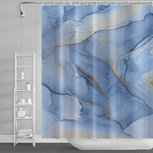 HOLEILUCK Wasserdichter Duschvorhang, maschinenwaschbar, Polyester, Badezimmer-Duschvorhänge, 115 x 185 cm (45,3 x 72,8 Zoll) (B x H), weiße Marmorvorhänge für Nassräume von HOLEILUCK