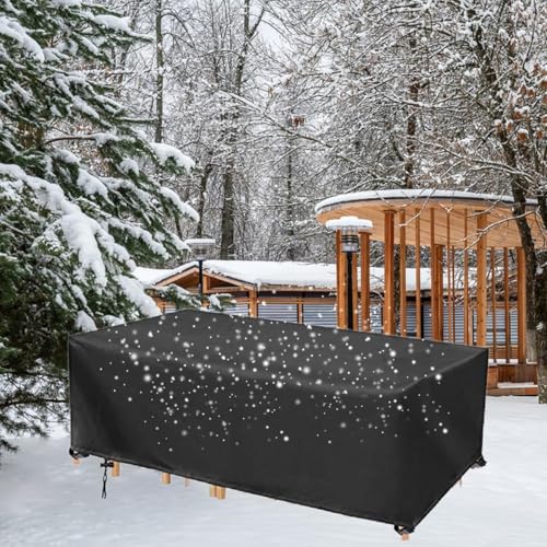 HOLEILUCK Winterfeste Gartenmöbel Abdeckung 140x95x64cm/LxBxH Multi Größe Abdeckplane Gartenmöbel Wasserdicht,Abdeckungen Für Gartenmöbel Lounge,Gartentisch Abdeckung für Möbelsets, Anti-UV Schwarz von HOLEILUCK