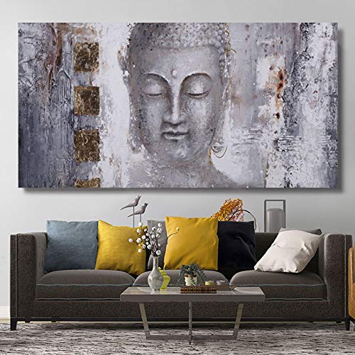 Poster auf Leinwand, Buddha-Gemälde, Wandkunst, Bilder für Wohnzimmer, moderner Kunstdruck, groß, dekorative Bilder, 75 x 150 cm (30 x 60 Zoll), Ohne Rahmen von HOLEILUCK