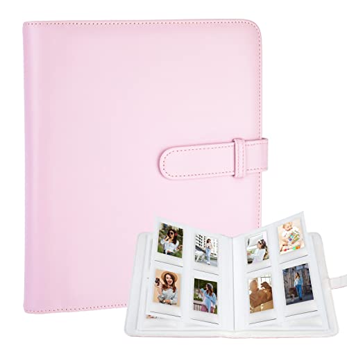 Fotoalbum 256 Taschen Polaroid Fotoalbum PU Leder Pockets Bilder 3 Zoll Rosa Quadrat Geschenke Kompatibel für Kinder Hochzeit Geburtstag Jubiläum Hochzeit Geburtstag Jubiläum Instax Film von HOLEMZ