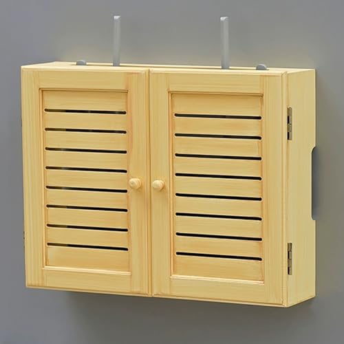 HOLGVE Router-Wandschrank, WLAN-Box-Versteck, Dekorative WLAN-Router-Aufbewahrungsbox, Freistehende Schränke, Multifunktionales Modem-Rack mit Tür(Giallo,36cm/14.1in) von HOLGVE