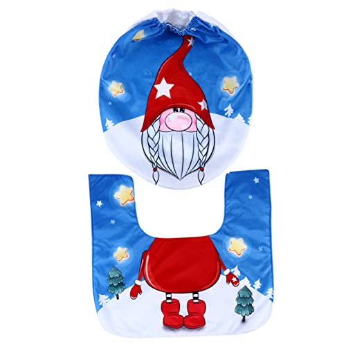 HOLIDYOYO 1 Satz Toilettensitzabdeckung Und Teppich Weihnachtsdekorationen Gepolstert Weihnachtstoilette Erwachsene Weihnachtliche Toilettendekoration Pads Toilettendeckel Samt Blue von HOLIDYOYO