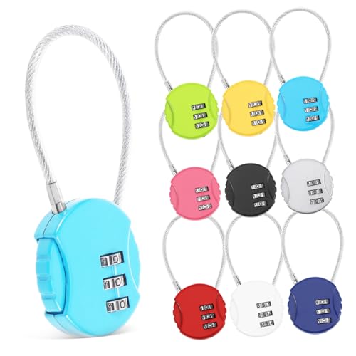 HOLIDYOYO 10 Stück Teiliges Gepäckschlösser mit Flexible Stahlseil Kleine Bunte Vorhängeschlösser für Koffer Rucksack Türen Vielseitig Robust und Praktisch von HOLIDYOYO