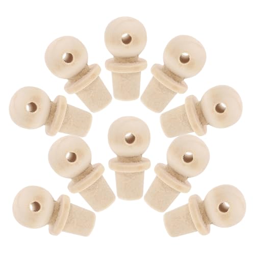 HOLIDYOYO 10 Stück Zubehör für Kürbisverschlüsse Mini-Schubladenknöpfe Flaschenkorker Keramik-Messgerät Flaschen mit Stopfen Töpferradwerkzeuge Korkversiegelung Flasche mit Korken Holz Beige von HOLIDYOYO