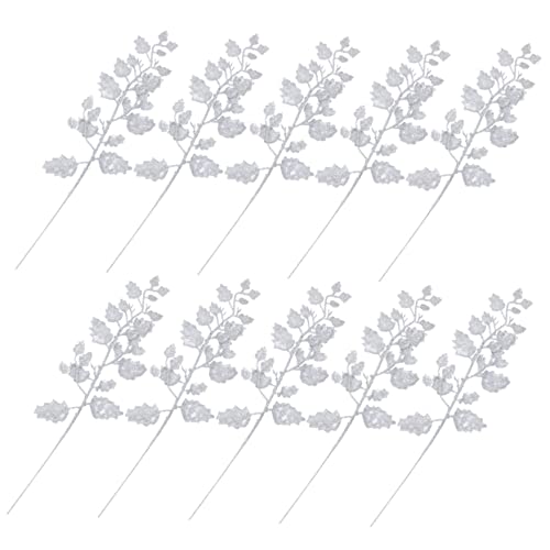 HOLIDYOYO 10 Stück simulierte Blätter Weihnachten Weihnachtsbaumschmuck glitzernde Blattstiele weihnachtsdeko kunstpflanze künstlicher Weihnachtsbaum einmachgläser Weihnachtsglitzerblätter von HOLIDYOYO