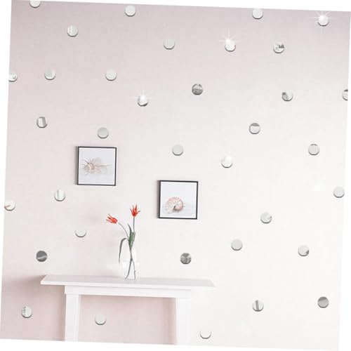 HOLIDYOYO 100 Stück Spiegel Aufkleber Rund Selbstklebend Abnehmbar DIY Wanddeko für Wohnzimmer Schlafzimmer Badezimmer Glatte Oberflächen Silber von HOLIDYOYO