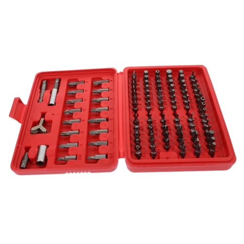 HOLIDYOYO 100 Stück Teiliges Schraubendreher Bitsatz Set aus Vanadiumstahl mit Sicherheits Vierkantbits Robustes Reparaturwerkzeug für Elektroschrauber mit Praktischer Aufbewahrungsbox Rot von HOLIDYOYO