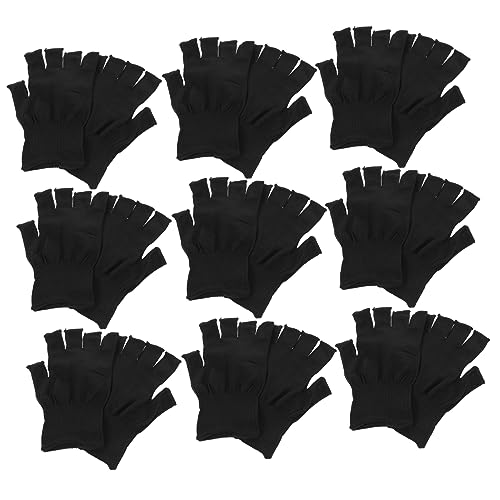 HOLIDYOYO 15 Paare Halbfinger Arbeitshandschuhe Rutschfest Nylon Ergonomisches Design für Präzisionsarbeiten Radfahren und Schwarz von HOLIDYOYO