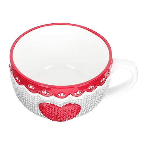 HOLIDYOYO 1packung Kreative Herz Frühstückstasse Keramik Große Kapazität Für Kaffee Oder Milch Perfektes Für Valentinstag Und Besondere Anlässe Spülmaschinenfest Und Leicht Zu von HOLIDYOYO