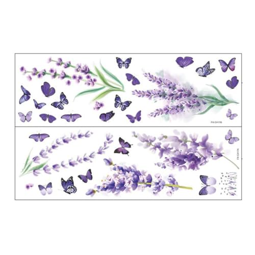 HOLIDYOYO 1satz Lavendel Wandaufkleber Für Wohnzimmer Und Schlafzimmer Selbstklebende Diy Wanddekoration Mit Blumen Und Schmetterlingen Abnehmbar Einfach Anzubringen Für Glatte von HOLIDYOYO