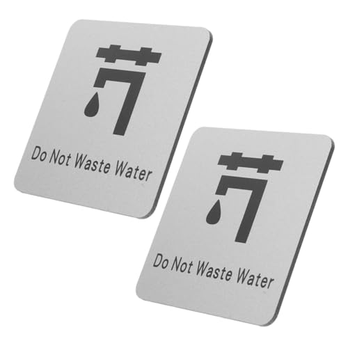 HOLIDYOYO 2 Stück Aluminium Wasser Sparen Selbstklebendes Warnschild für Zuhause Büro Schule Effiziente Nutzung Robust und Elegant für Verschiedene Anwendungen von HOLIDYOYO