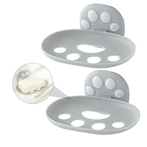 HOLIDYOYO 2 Stück Box zweilagige Seifenkiste Bausatz flüssig wiederaufladbar Automatischer Seifenspender Inhaber seifenbox Storage Boxes Seifenregal Seifenhalter aus Kunststoff Plastik Grey von HOLIDYOYO