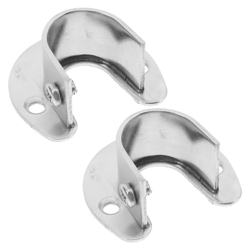HOLIDYOYO 2 Stück Edelstahl Kleiderstangenhalter U förmige Offene Flanschhalterung für Runde Gardinen Kleiderstangen Robust Stabil Einfach zu Montieren für Schrank und Vorhang von HOLIDYOYO