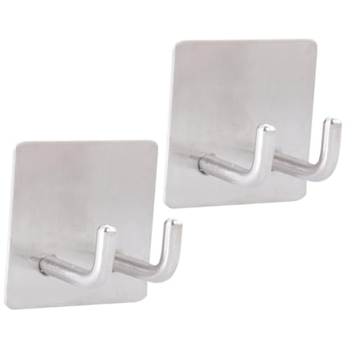 HOLIDYOYO 2 Stück Edelstahl Wandhaken Selbstklebend ohne Bohren Vielseitig Einsetzbar für Badezimmer Handtücher Mäntel Starke Haftkraft Einfache Montage ohne Schäden von HOLIDYOYO