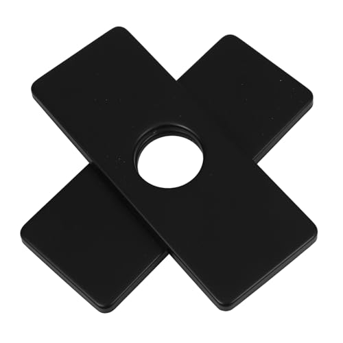 HOLIDYOYO 2 Stück Edelstahl Wasserhahn Abdeckplatten Schwarz Gebürstet Rechteckige Lochabdeckungen für Küchen Badezimmerarmaturen Dekorative Basisplatten zur Verdeckung Unschöner Bereiche von HOLIDYOYO
