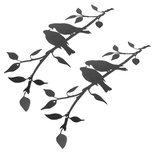HOLIDYOYO 2 Stück Iron Tree-Plugin Barsch Vogel auf AST Wandkunst Einsatz Baum Vögel auf Zweigfigur Eisenhandwerk Wandkunst aus Metall Metallvögel auf Ästenstatue Vogel Wandkunst Black von HOLIDYOYO