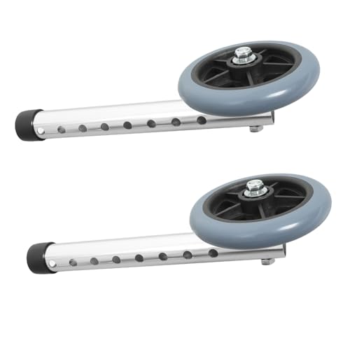 HOLIDYOYO 2 Stück Kleine Robuste Aluminium-legierung Laufrollräder Höhenverstellbar Praktische Ersatzräder für Faltbare Gehhilfen Kompatibel mit Verschiedenen Rollatoren Einfache Montage von HOLIDYOYO