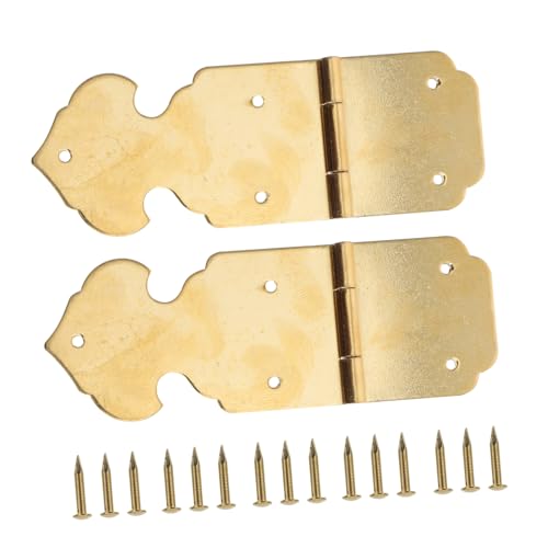 HOLIDYOYO 2 Stück Kupfer Scharniere Teiliges für Schmuck und Holzkisten Kleine Klappbare Scharniere für und Aufbewahrungsboxen Stabile Miniaturbeschläge mit Schrauben für Holzhandwerk von HOLIDYOYO