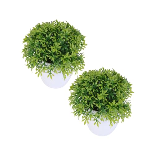 HOLIDYOYO 2 Stück Künstliche Bonsai Pflanzen Lebensechte Topfpflanzen Pflegeleichte Dekoration Für Zuhause Büro Balkon 32 Maschen Bambusgras Simulierte Pflanzen Für Innendekoration von HOLIDYOYO