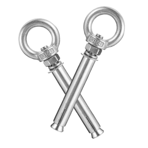 HOLIDYOYO 2 Stück Teilig Edelstahl Expansionsschrauben mit Geschlossenem Haken Robuste Betonanker für Wandmontage Verschleißfest Platzsparend Geeignet für Ziegel und Steinwände von HOLIDYOYO