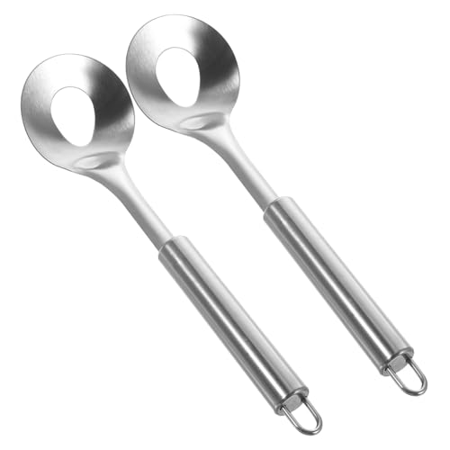 HOLIDYOYO 2 Stück Teiliges Fleischbällchenlöffel aus Edelstahl Langlebig Rostfrei Ergonomischer Runder Griff Siebdesign für Feste Elastische Fleischbällchen für Küche und Hotpot zubereitung von HOLIDYOYO