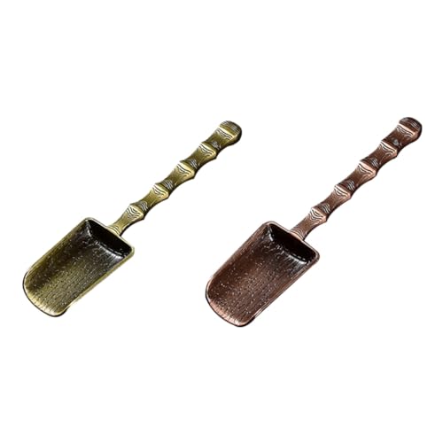 HOLIDYOYO 2 Stück Teiliges Tee löffel set aus Robustem Kupferlegierungs material mit Retro Staubschaufel design Komfortabler Griff zum Abmessen und Entnehmen von Teeblättern Küchenzubehör von HOLIDYOYO