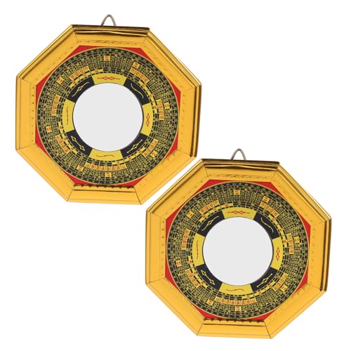 HOLIDYOYO 2 Stück Traditioneller Feng Shui Bagua Spiegel Konvexer Legierungs Spiegel Symbol Energieausgleich Schutz für Zuhause Büro Glück und Wohlstand von HOLIDYOYO