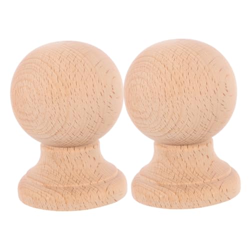 HOLIDYOYO 2 Stück Unlackierte Holz Finials aus Kugel Finial für DIY Handwerk Dekorative Holz für Möbel und Gardinenstangen von HOLIDYOYO