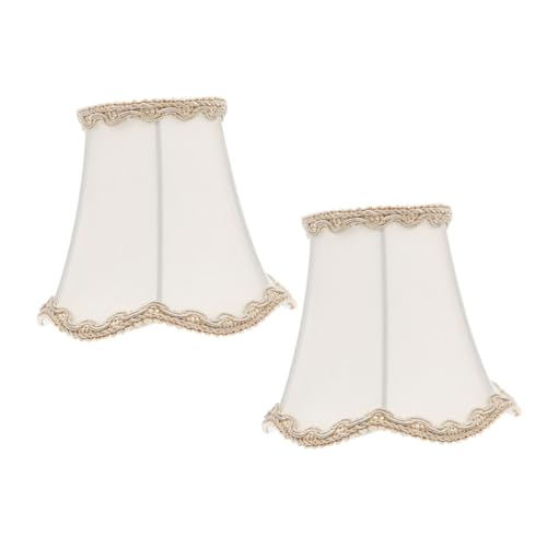 HOLIDYOYO 2 Stück Vintage Lampenschirme aus Stoff Europäischer Stil Ersatz für Kronleuchter Wand Tischlampen Einfache Montage Langlebiges Material Modernes Design Weiß von HOLIDYOYO