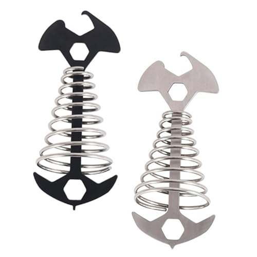 HOLIDYOYO 2 Stück Zeltheringe Fischgrätendesign aus Edelstahl mit Federhaken Robust und Rostfrei Windfeste Zeltnägel für Camping Outdoor zubehör Geeignet für Verschiedene Bodenarten von HOLIDYOYO