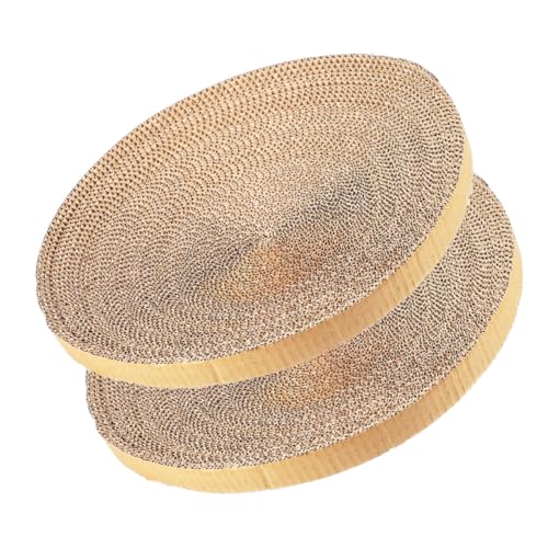 HOLIDYOYO 2 Stück rutschfeste Katzenkratzpads aus Recycelter Verschleißfester Wellpappe Rundes Kratzbrett Ersatz für Boden und Möbel Pflegeleicht Schützt Sofas und Teppiche von HOLIDYOYO