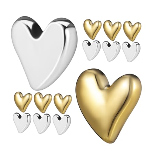 HOLIDYOYO 20 Stück Teiliges Herzförmiger Kühlschrankmagneten in Gold und Silber Starke Haftkraft Dekorative Magnete für Küche Whiteboard Schrank Vielseitig Verwendbar als Valentinstagsdeko von HOLIDYOYO