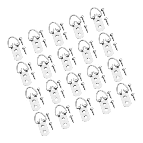 HOLIDYOYO 20 Stück Teiliges Schwerlast D ring Bildaufhänger mit Schrauben Robuste Metallhaken für Rahmen Spiegel Uhren Vielseitig Verwendbar für Bilder Kleidung Wanddekoration Einfache von HOLIDYOYO