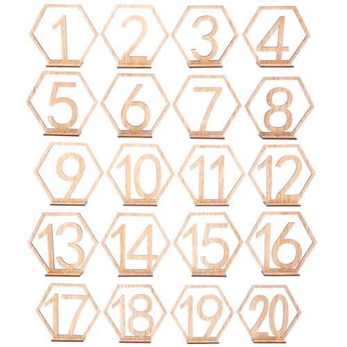 20stücke Holz Tischnummern Im Sechseckigen Design Mit Halter Für Hochzeitsdekoration Wiederverwendbare Tischnummern Für Feierlichkeiten Vintage-stil Für Hochzeiten Und Veranstaltungen von HOLIDYOYO